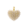 Elegant gold heart pendant with inlaid pearls, showcasing French vintage style on white background - Heart / Gold