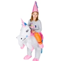 Kids inflatable unicorn costume with pink hat and rainbow mane for party dress up - Classic Unicorn Kids / One Size