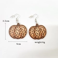 Pendientes de calabaza con estampado de leopardo para otoño, tamaño 3,5x4cm y peso 6g - G31 Calabaza Leopardo Marrón