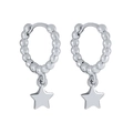 Orecchini a cerchio in argento S925 con stelle di perline e pendenti a stella - Oro Bianco