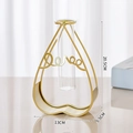 Creative heart-shaped gold metal frame vase with glass tube and Love inscription - Heart-Gold