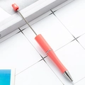 Creative DIY plastic beadable ballpoint pen in coral orange with metallic barrel rod - Macaron Light Orange Red