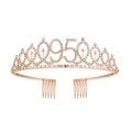 Corona di compleanno oro rosa con strass numero 95 e pettini per capelli - 95 anni