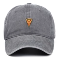 Detailed embroidery of pizza slice on vintage washed cotton grey baseball cap - One Size / Gray