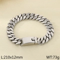 Ασημένιο βραχιόλι cuban link με στρας πλάτους 12mm και μήκους 210mm για κομψή εμφάνιση - Ασημί