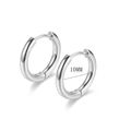Minimalist 10mm silver titanium steel hoop earrings with polished metallic finish - 10mm / Silver