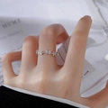 Elegant silver butterfly bow ring with shimmering clear zircons for women - J5126 Silver Row Bowknot Ring