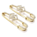 Golden safety pin brooch with sparkling white rhinestones in a minimalist U-shaped design - 15# Gold Full Diamond Pin 5.7*1.3cm