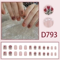 Vintage Kunstnägel Set mit roten Rosenmustern und kleinen Perlenverzierungen - Vintage Rose Perle Kleber Stil (D793)