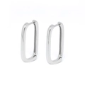 Orecchini a cerchio rettangolari geometrici in argento con finitura metallica lucida - Argento - Stile Rettangolo Minimalista