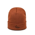 Caramel knit beanie with HOPE embroidery and turn-up cuff for autumn and winter - M (56-58cm) / Caramel color