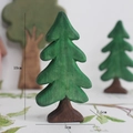 Handcrafted green wooden Christmas tree ornament 10cm height for desktop decor - Christmas Tree