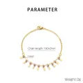 Detail of copper gold bracelet with pink beads and water drop charms, 190mm length - Purple Pink Style (KB169147-Z)