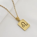 Gold-plated Leo constellation hollow square pendant necklace with minimalist link chain - Leo