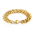 Poliertes goldfarbenes Edelstahl-Panzerarmband mit sicherem Karabinerverschluss - Glänzender Gold-Karabinerverschluss-Stil (KB127143-Z)