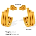 Chic multi-layered golden C-shaped stainless steel earrings with geometric U-form design - Three-Layer Stacked C-Shape (EH481 Gold Earrings)