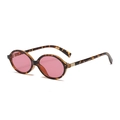 Retro oval sunglasses with dark tortoiseshell frames and pink translucent lenses - Tortoise Frame Pink Lens C6