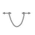 Silver star barbell earring with thin chain link made of durable stainless steel - Black Cone Style (8mm)