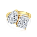 Elegant gold S925 sterling silver ring with pear and rectangular champagne zircon stones - US 6 / Double Stone Style (DY120569) / Gold