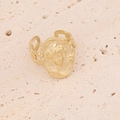 Detailansicht eines goldenen Siegelrings mit Porträt-Relief auf Steinoberfläche - Porträt Münzrelief Stil (6#)