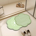 Green flower-shaped absorbent bath mats with floral patterns and motivational text - 40*60cm (Normal Diatomite) / L-Light Green & Olive Green Floral