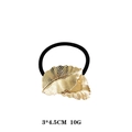 Minimalistischer Haargummi mit goldenem Blatt und metallischer Textur für Damen - Gold Doppeltes Blatt
