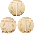 Long tassel lock earrings set in silver, gold and rose gold with floral details - Lock Tassel Style (Style H KE88052-KFC)