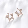 Star-shaped openwork stud earrings in rose gold finish with cubic zirconia stones - Full Pave Star Studs / Rose Gold