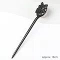 Classic Ebony wood hair stick featuring floral carvings and 18cm length specification - Carved - Cherry Blossom