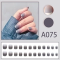 Unghie finte sfumate grigie opache stile French con punte argentate, set da 24 pezzi - A075 Nebbia Opaca (A075)