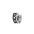 Retro stainless steel hoop earring with black enamel and white star patterns for men - 8# Star Pattern Steel Color Single