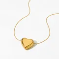 Polished 18K gold plated hollow heart pendant with elegant snake chain necklace - Gold (D979)