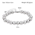 Polished stainless steel 10mm bead bracelet for men with lobster clasp and extender - Lobster Clasp-10mm