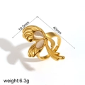 French vintage style 18k gold plated stainless steel butterfly ring with cat eye stones - Adjustable Open / Butterfly Cat's Eye Style (TR4357)