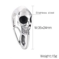 Silver stainless steel skull clasp pendant with dimensions 35x24mm and 15g weight - Skull Style (KLJ8543-KJX)