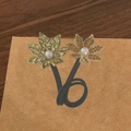 Accessoire cheveux élégant avec fleurs en zircon orange et vert avec perles - Feuille Marquise Or