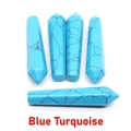 Set of five blue turquoise hexagonal crystal point pendants with black web patterns - Blue Turquoise / 10*50mm