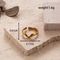 Adjustable wavy gold-plated stainless steel open ring with polished finish, 1.6g weight - MN389-Gold Simple Wave