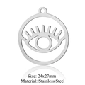 Silberner Edelstahl 24x27mm Augen-Anhänger für die DIY Schmuckherstellung - Silber/Rundes Auge/5Stk