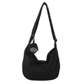 Borsa hobo trapuntata nera con tracolla regolabile e pendente per piccolo portamonete - Nero