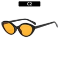 Occhiali da sole retrò cat-eye con montatura nera lucida e lenti arancioni vivaci - Montatura Nera Lenti Gialle