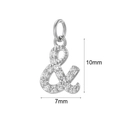 Micro-paved zircon '&' symbol pendant in silver finish, size 10mm x 7mm for DIY jewelry - Steel Color-&