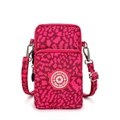 Crossbody phone bag with vibrant rose red leopard print and durable dual zip pockets - Red Leopard