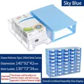 Sky blue modular plastic drawer storage box for DIY crafts and small hardware parts - Sky Blue