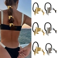 Detail of dolphin-shaped punk hair accessories in gold and silver finish set of six - Set 2 (6Pcs Dolphin Shape)