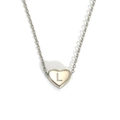 Polished stainless steel double-sided heart necklace with letter L engraving - Letter L Heart Style (S143S-001-L)