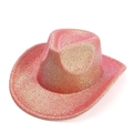 Pink metallic western cowboy hat with golden shimmering finish for festival outfits - 57cm / Orange Red