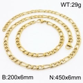 Ensemble de bijoux chaîne 3:1 NK en acier titane doré avec collier et bracelet - 6mm Or