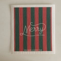 Square wood pulp sponge cleaning cloth with red and green Merry Christmas stripes - Red Green Stripes