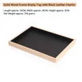 Solid wood jewelry display tray with black leather lining for watches and necklaces - Solid Wood Black Leather